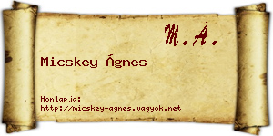 Micskey Ágnes névjegykártya
